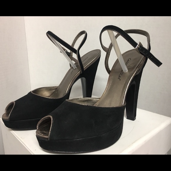 CASSANDRA RAY BlackSuedePewter LeatherTrimPlatform - Picture 2 of 7